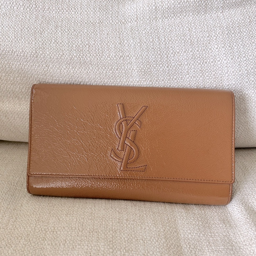 SAINT LAURENT BELLE DE JOUR LEATHER CLUTCH BAG